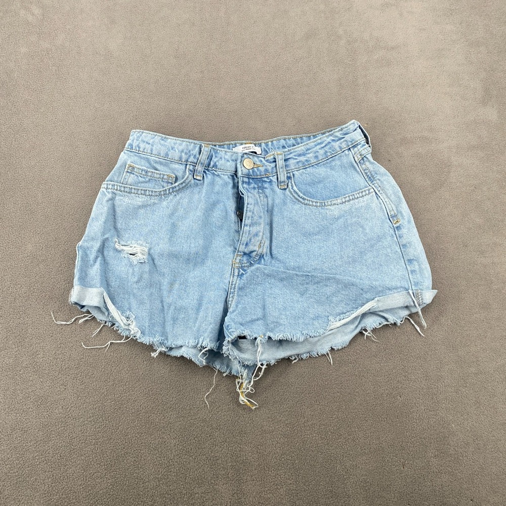 Forever 21 Shorts Womens 29 Blue Denim Cotton Light Wash Raw Hem Distressed